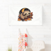 luiaard pompoen Halloween sticker stijl 2 Classic Spandoek (Insitu)