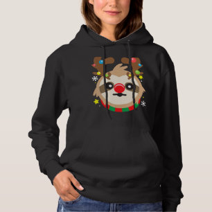 luiaard rendieren grappig schattig kerst hoodie