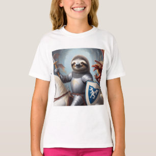 Luiaard ridder vechten draken t-shirt