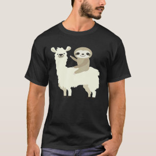 Luiaard rijdend op een lama die zwaait naar mannen t-shirt