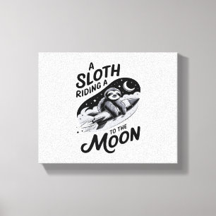 Luiaard rijdt met een raket naar de maan canvas afdruk