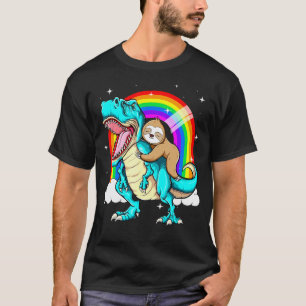 Luiaard rijdt op een T Rex dinosaurus 1 T-shirt