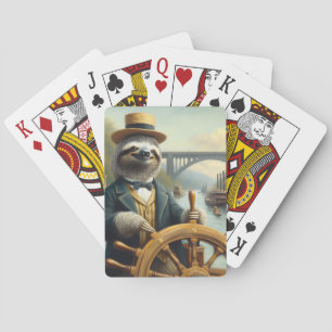 Luiaard Rivierboot Kapitein Pokerkaarten