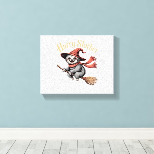 Luiaard Schattige Halloween Witch Funny Essential Canvas Afdruk (Insitu (Houten vloer))