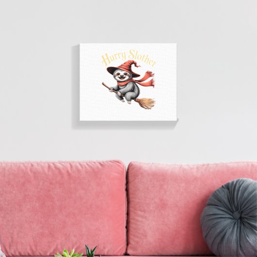 Luiaard Schattige Halloween Witch Funny Essential Canvas Afdruk (Insitu (Woonkamer))