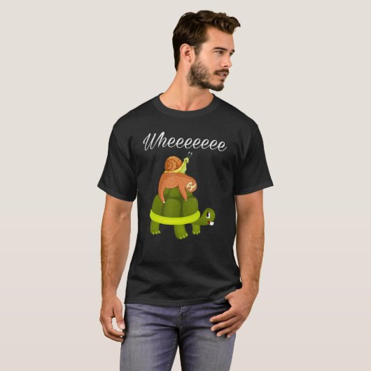 luiaard schildpad slak piggyback dier luie luiaard t-shirt (Voorkant volledig)