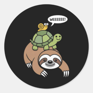 Luiaard Schildpad Slak Rugdier Dier Rent Wild  Ronde Sticker