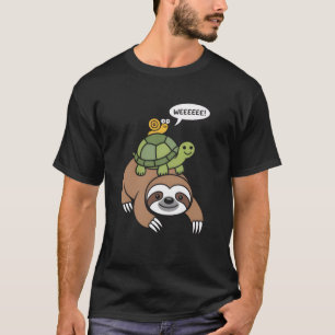 Luiaard Schildpad Slak Rugdier Dier Rent Wild T-shirt