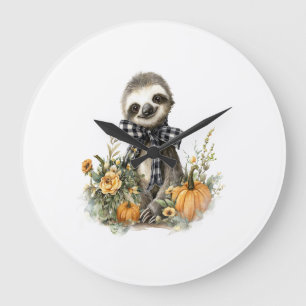 Luiaard Shirt Dieren Herfst Pompoen Grote Klok