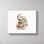 Luiaard Shirt Kerstman Hoed Canvas Afdruk (Voorkant)