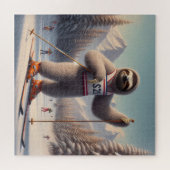 Luiaard skiën legpuzzel (Horizontaal)