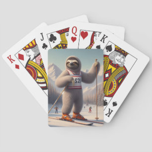 Luiaard skiën pokerkaarten