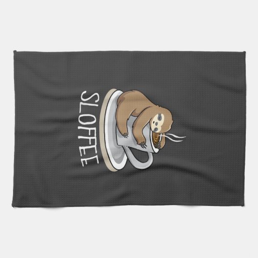 Luiaard slaap bij kopje koffie Funny Sloth Sloffee Theedoek (Horizontaal)