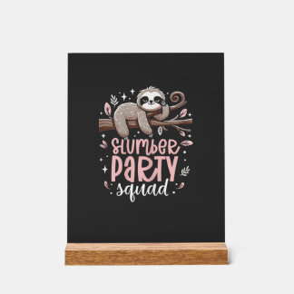 Luiaard Slaapfeest Squad Kinderen Meisjes Slaapfee Acryl Bord