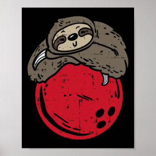 Luiaard Slapen op Bowling Ball Funny Bowler Mannen Poster