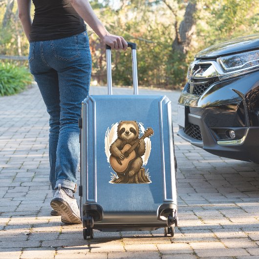 Luiaard Speelt Gitaar Sticker (Koffer Insitu)