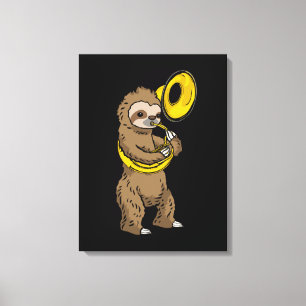 Luiaard Spelen Sousaphone Gift Mannen Sousaphone Canvas Afdruk