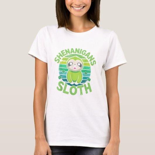 Luiaard St. Patrick's Dag Luiaard Streken Schattig T-shirt (Voorkant)