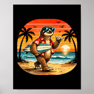 Luiaard Surfboarder Hawaii Golf Surfing Strand Poster