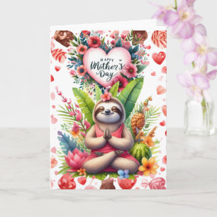 Luiaard voor Moederdag met bloemen Kaart