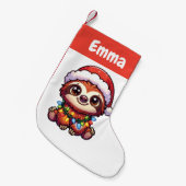 Luiaard Vrolijk Kerstfeest Winterdieren Schattige Kleine Kerstsok (Voorkant (Hangend))
