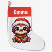 Luiaard Vrolijk Kerstfeest Winterdieren Schattige Kleine Kerstsok (Voorkant)