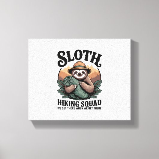 Luiaard Wandelen Squad Funny Camping Canvas Afdruk (Voorkant)