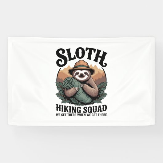 Luiaard Wandelen Squad Funny Camping Spandoek (Horizontaal)