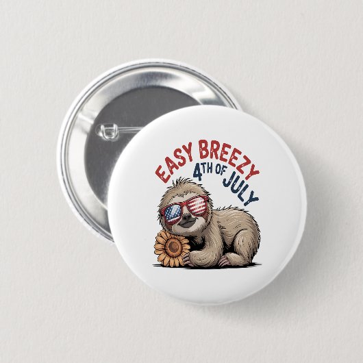 Luiaard Zonnebloem 4 juli Ronde Button 5,7 Cm (Voorkant /achterkant)