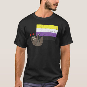 Luiaardharten hangend non-binaire vlag Cute Enby N T-shirt