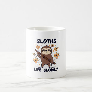 Luiaards die langzaam leven koffiemok