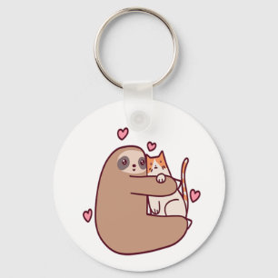 Luiaards en katten zijn beste vrienden sleutelhanger