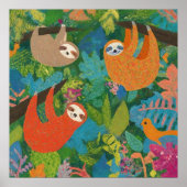 Luiaards hangen in de bomen poster (Voorkant)