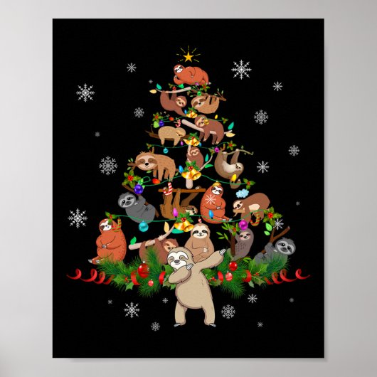 Luiaards Kerstboom Lichten Leuke luiaards Xmas Gif Poster (Voorkant)