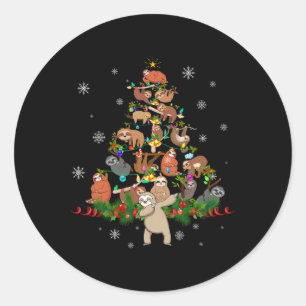 Luiaards Kerstboom Lichten Leuke luiaards Xmas Gif Ronde Sticker