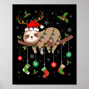 Luiaards Kerstverlichting Rendier Kerstman Hoed Lu Poster