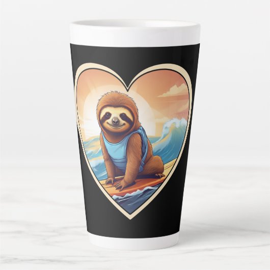 luiaards surfen latte mok (Voorkant)