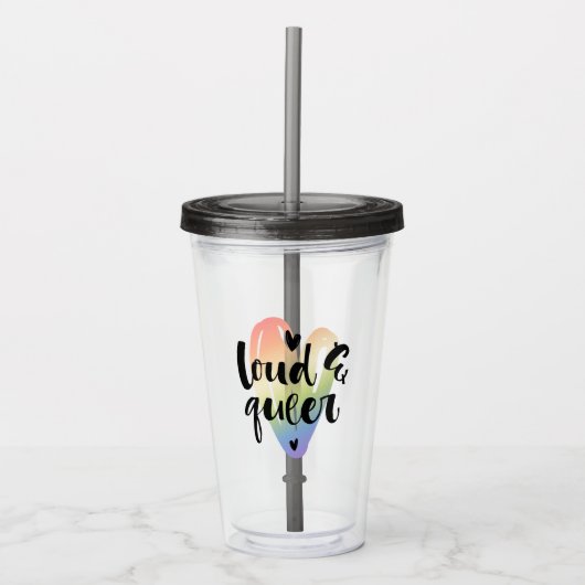 Luid en queer | Waterverf Hart Acryl Drinkbeker (Voorkant)