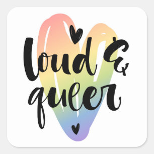 Luid en queer   Waterverf Hart Vierkante Sticker