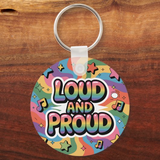 Luid en Trots – Kleurrijke Psychedelische LGBTQ+ B Sleutelhanger (Achterkant)