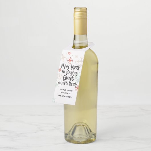 Luid voor iedereen om het Label met kerstflessen t (Schuin)