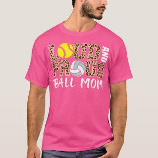 Luide en trotse bal moeder Leopard Softbal Volleyb T-shirt