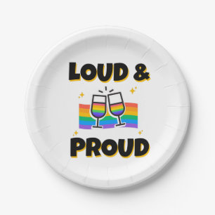 Luide en trotse LGBT Pride Rainbow Glasses Papieren Bordje
