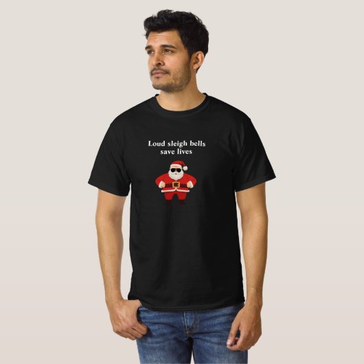 Luide slee klokken redden levens motorfiets Kerstm T-shirt (Voorkant volledig)