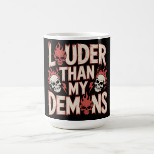Luidere Dan Mijn Demonen: Gotische Schedel en Vlam Koffiemok