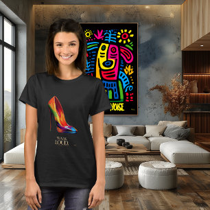 Luidop Wandelen Kleurrijke Hoge Hak Mode-illustrat T-shirt