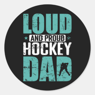 Luidruchtige Trots Hockey Vader Sportieve Vader IJ Ronde Sticker