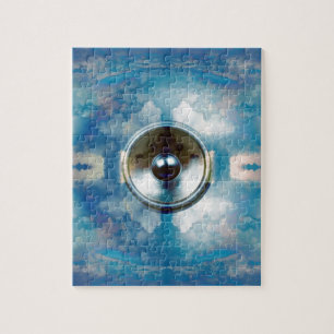 Luidspreker en bewolkte blauwe lucht legpuzzel
