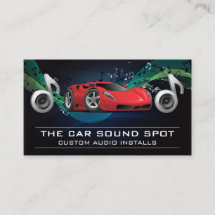 Luidsprekers Subwoofers Muzieknoten Sportauto Visitekaartje