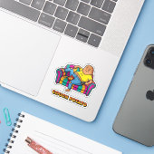 Luie Aardappel Persoon Sticker (Laptop met iPhone)